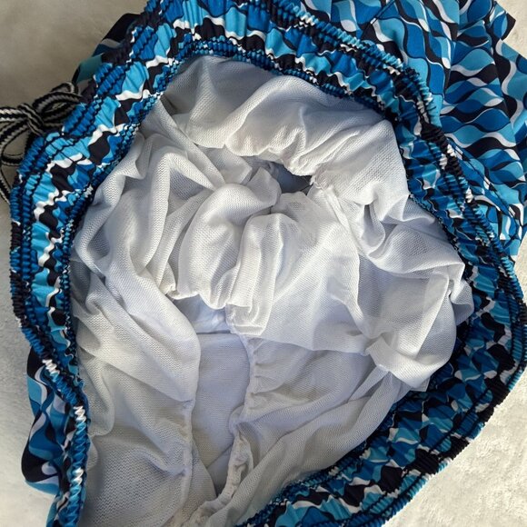 Speedo Mens Blue Wave Pattern Swim Trunks Shorts XL Mesh Lining Drawstring Waist - Picture 5 of 10